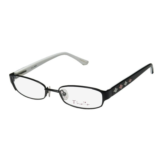 NEW THALIA MODA WOMENS/LADIES DESIGNER FULL-RIM BLACK / WHITE DURABLE SPECTACULAR FULL-RIM HIP FRAME DEMO LENSES 48-16-130 SPRING HINGES EYEGLASSES/EYE GLASSES