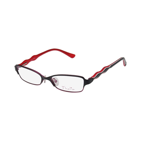 NEW THALIA PALMA WOMENS/LADIES DESIGNER FULL-RIM BLACK / VIOLET / RED / WHITE FABULOUS DESIGNER CONTEMPORARY FRAME DEMO LENSES 46-15-125 SPRING HINGES EYEGLASSES/SPECTACLES
