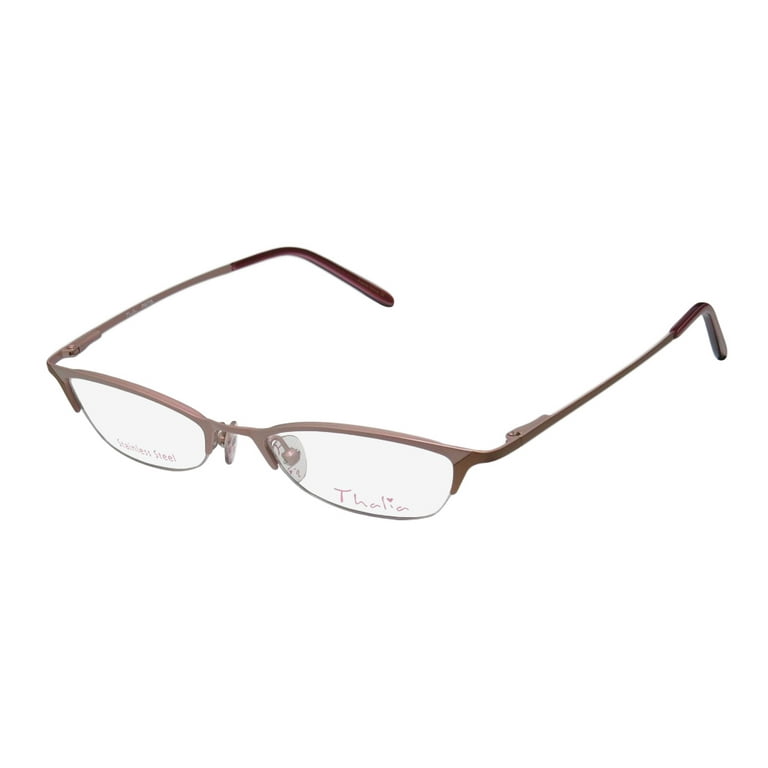 NEW THALIA PATIA WOMENS LADIES CAT EYE HALF RIM LIGHT ROSE BROWN STAINLESS STEEL FABULOUS CAT EYE FRAME DEMO LENSES 45 18 130 SPRING HINGES