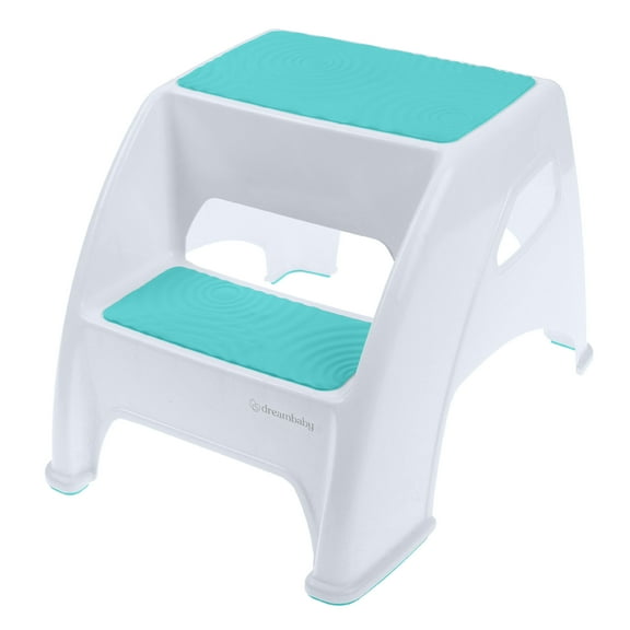 Dreambaby Toddler & Me 2 Step Stool - Designed for Kids & Adults - Holds up to 300lbs Maximum Weight Capacity - 10.5inch Tall & 15.4inch Wide - with Anti Slip Base Pads - Aqua - Model L6070