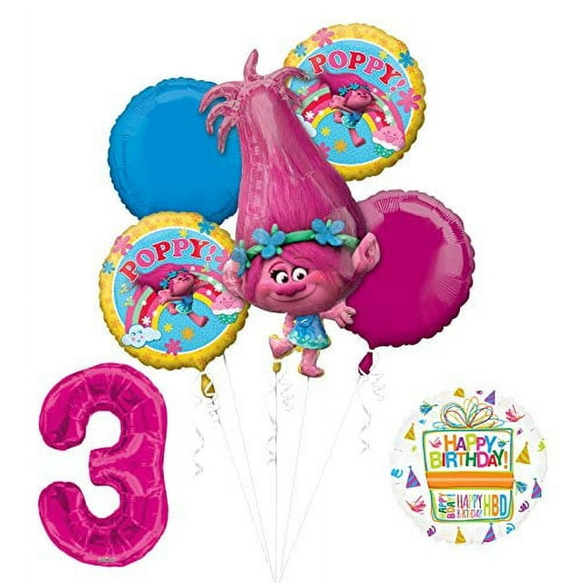 DreamWorks Trolls Poppy 3rd Birthday Party Decor Kit and Balloon ...
