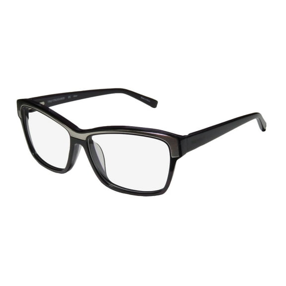 NEW TRUSSARDI 12500 MENS/WOMENS DESIGNER FULL-RIM VIOLET / SILVER UNIQUE DESIGN FRAME DEMO LENSES 55-14-135 FLEXIBLE HINGES EYEGLASSES/GLASSES
