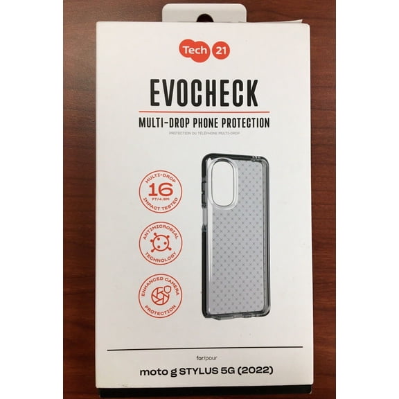 NEW Tech21 Evo Check Protective Case Moto G STYLUS 5G (2022) Smoky Black
