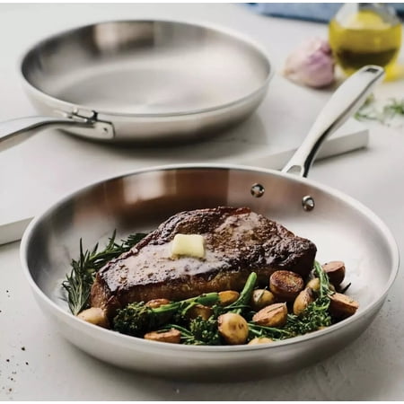NEW Tramontina Set of 2 Stainless Steel Skillet Induction Oven & Dishwasher Safe