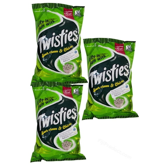 NEW! Twisties Sour Cream & Chives Snacks (Pack of 3 x 250g) Favorite Snack of The Pacific Islanders - Imported From FIJI * SOO CRUNCHYY * SOO DELICIOUSS ... Family Pack