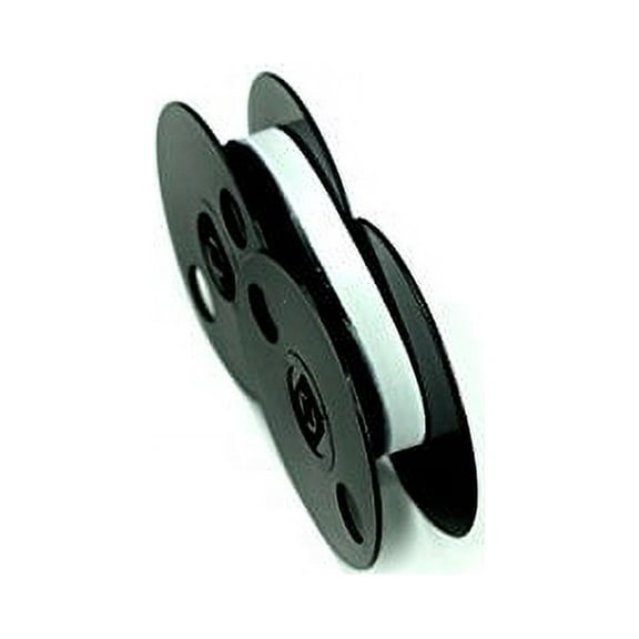 NEW UNIVERSAL TYPEWRITER RIBBON SPOOL, BLACK NYLON CLOTH WITH WHITE CORRECTION TAPE; SUPERIOR REPLACEMENT FOR NU-KOTE BW277, PORELON BW277, SEARS 53770, SMITH CORONA SC-20BW-SCM. (GRC T4-NYBW)