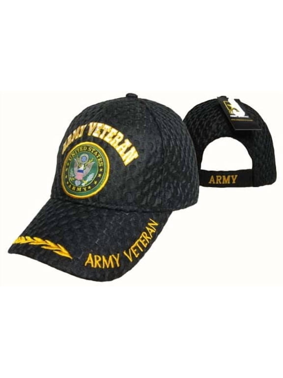 NEW! US ARMY EMBLEM VETERAN SIDE LINE MESH CAP HAT BLACK