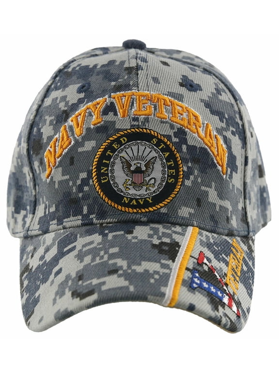 NEW! US NAVY USN VETERAN SIDE USA VETERAN FLAG BALL CAP HAT ACU NAVY CAMO