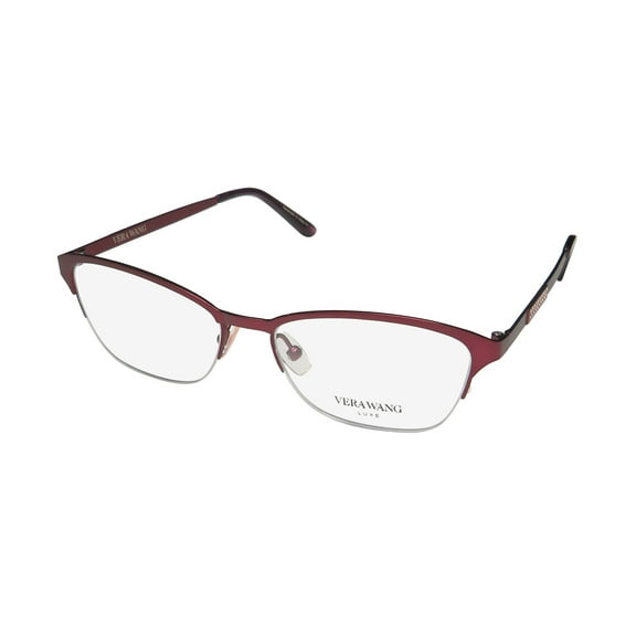 NEW VERA WANG LUXE CATLIN WOMENS/LADIES CAT EYE HALF-RIM WINE FRAME DEMO LENSES 51-16-130 EYEGLASSES/SPECTACLES