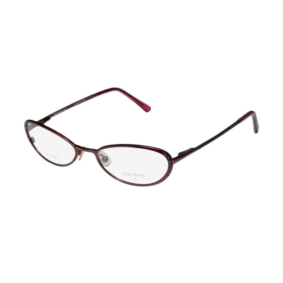 NEW VERA WANG LUXE EPIPHANY I WOMENS/LADIES CAT EYE FULL-RIM TITANIUM BORDEAUX TITANIUM CAT EYE HANDMADE IN ITALY FRAME DEMO LENSES 49-17-130 FLEXIBLE HINGES EYEGLASSES/SPECTACLES