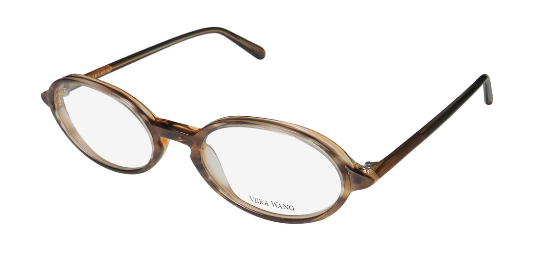 NEW VERA WANG LUXE ETAIN WOMENS/LADIES OVAL FULL-RIM BROWN FRAME DEMO LENSES 49-19-140 EYEGLASSES/EYEGLASS FRAME