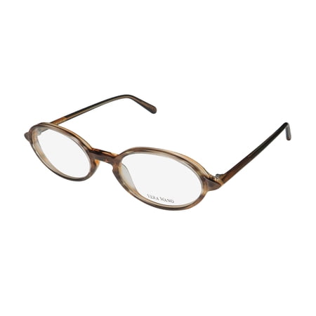 NEW VERA WANG LUXE ETAIN WOMENS/LADIES OVAL FULL-RIM BROWN FRAME DEMO LENSES 49-19-140 EYEGLASSES/EYEGLASS FRAME