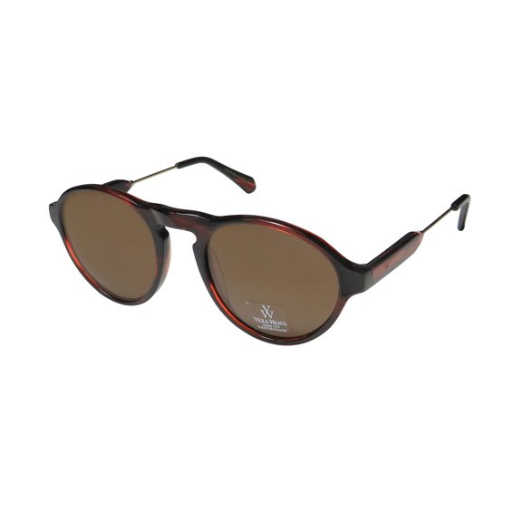 NEW VERA WANG LUXE HEBE WOMENS/LADIES ROUND FULL-RIM 100% UVA & UVB DEMI HORN FRAME DEMO LENSES 48-20-137 SUNGLASSES/SUN GLASSES