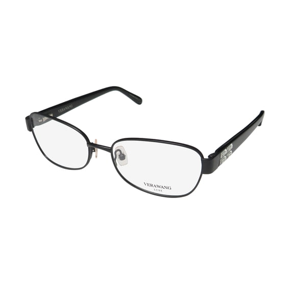 NEW VERA WANG LUXE JOANIE WOMENS/LADIES DESIGNER FULL-RIM BLACK FRAME DEMO LENSES 53-16-135 SPRING HINGES EYEGLASSES/EYEGLASS FRAME