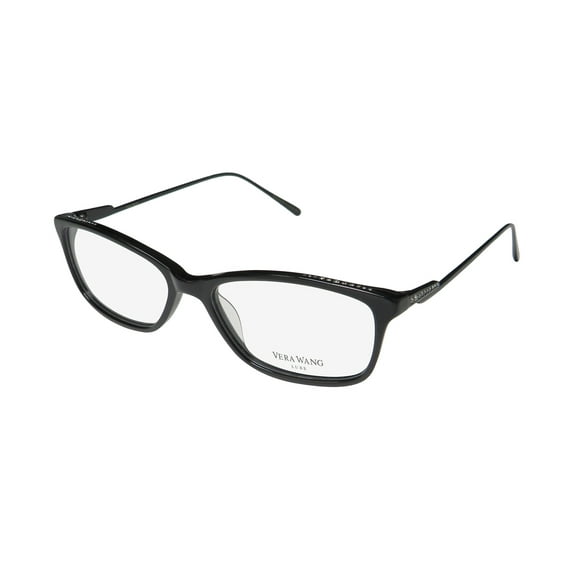 NEW VERA WANG LUXE LANTHE WOMENS/LADIES CAT EYE FULL-RIM TITANIUM BLACK FRAME DEMO LENSES 51-15-133 EYEGLASSES/EYEWEAR