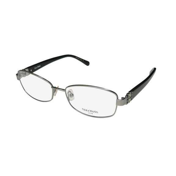 NEW VERA WANG LUXE LEIRA WOMENS/LADIES DESIGNER FULL-RIM GUNMETAL FRAME DEMO LENSES 51-16-130 EYEGLASSES/EYE GLASSES