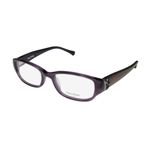 NEW VERA WANG LUXE MARINDA WOMENS/LADIES OVAL FULL-RIM AMETHYST FRAME DEMO LENSES 48-17-130 EYEGLASSES/SPECTACLES
