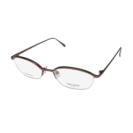 NEW VERA WANG LUXE MIREILLE 2 WOMENS/LADIES DESIGNER HALF-RIM TITANIUM CHOCOLATE FRAME DEMO LENSES 49-18-135 EYEGLASSES/EYEWEAR