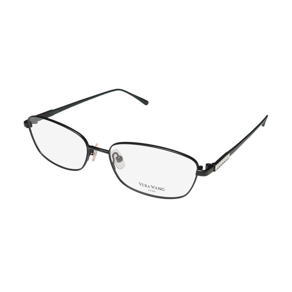 NEW VERA WANG LUXE MIRIAM WOMENS/LADIES DESIGNER FULL-RIM TITANIUM BLACK FRAME DEMO LENSES 53-16-137 EYEGLASSES/SPECTACLES