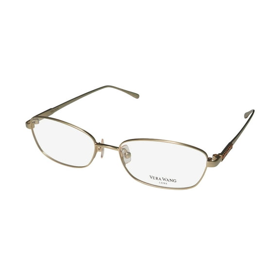 NEW VERA WANG LUXE MIRIAM WOMENS/LADIES DESIGNER FULL-RIM TITANIUM GOLD FRAME DEMO LENSES 51-16-132 EYEGLASSES/GLASSES