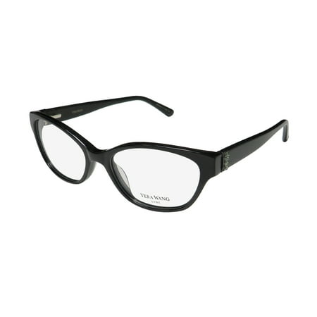 NEW VERA WANG LUXE RAINA WOMENS/LADIES CAT EYE FULL-RIM BLACK FRAME DEMO LENSES 51-16-132 SPRING HINGES EYEGLASSES/EYEWEAR