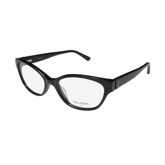 NEW VERA WANG LUXE RAINA WOMENS/LADIES CAT EYE FULL-RIM BLACK FRAME DEMO LENSES 51-16-132 SPRING HINGES EYEGLASSES/EYEWEAR