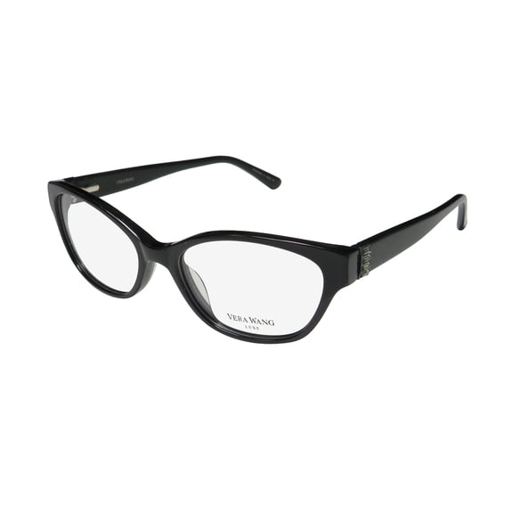 NEW VERA WANG LUXE RAINA WOMENS/LADIES CAT EYE FULL-RIM BLACK FRAME DEMO LENSES 51-16-132 SPRING HINGES EYEGLASSES/EYEWEAR