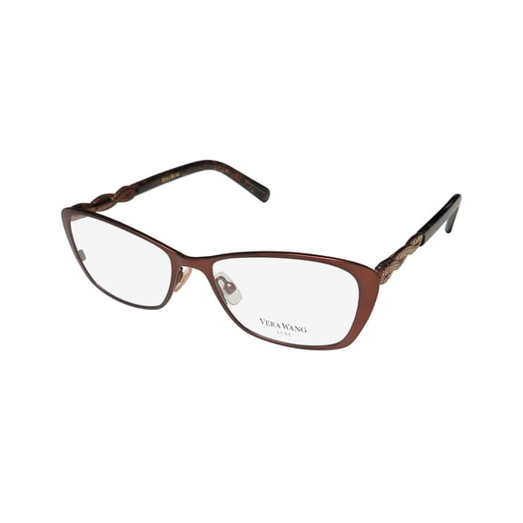 NEW VERA WANG LUXE SPICA WOMENS/LADIES CAT EYE FULL-RIM BROWN FRAME DEMO LENSES 50-15-132 SPRING HINGES EYEGLASSES/GLASSES