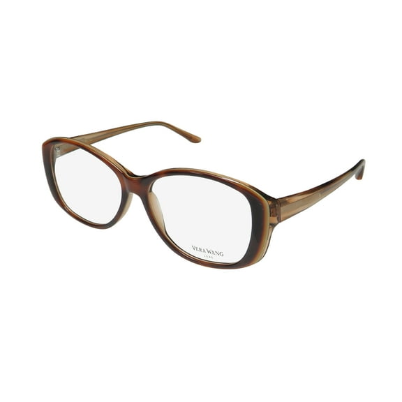 NEW VERA WANG LUXE TESS WOMENS/LADIES OVERSIZED FULL-RIM HONEY TORTOISE FRAME DEMO LENSES 53-15-140 EYEGLASSES/EYEGLASS FRAME