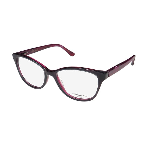 NEW VERA WANG LUXE ZAARA WOMENS/LADIES CAT EYE FULL-RIM EGGPLANT FRAME DEMO LENSES 50-15-133 FLEXIBLE HINGES EYEGLASSES/EYEGLASS FRAME