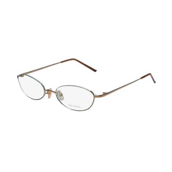NEW VERA WANG V04 WOMENS/LADIES DESIGNER HALF-RIM GOLD "SCHOOL TEACHER PROFESSOR" LOOK MADE IN JAPAN FRAME DEMO LENSES 47-17-130 EYEGLASSES/EYE GLASSES