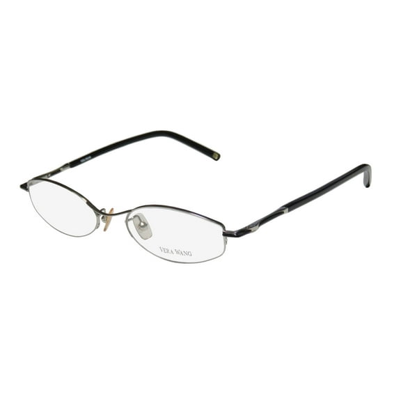 NEW VERA WANG V105 WOMENS/LADIES DESIGNER HALF-RIM CHROME / BLACK HALF-RIMLESS SOPHISTICATED HIP FRAME DEMO LENSES 49-19-135 EYEGLASSES/EYE GLASSES