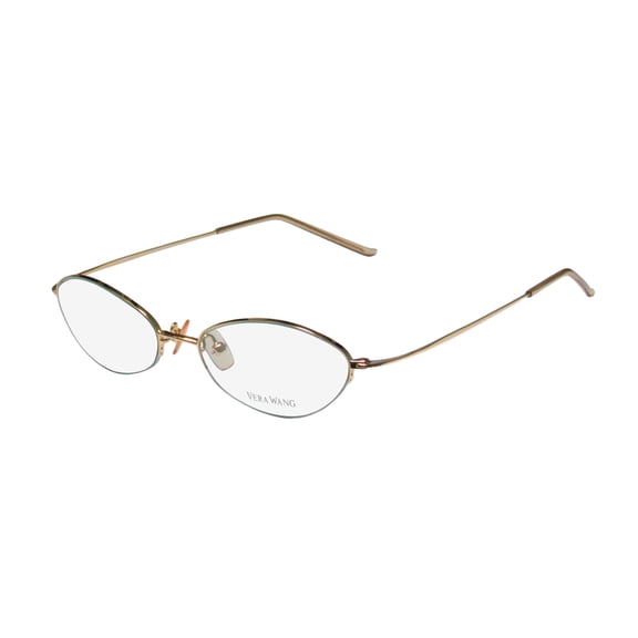 NEW VERA WANG V24 WOMENS/LADIES CAT EYE HALF-RIM TITANIUM GOLD ELEGANT TRENDY CAT EYE TITANIUM FRAME DEMO LENSES 47-16-133 EYEGLASSES/EYE GLASSES