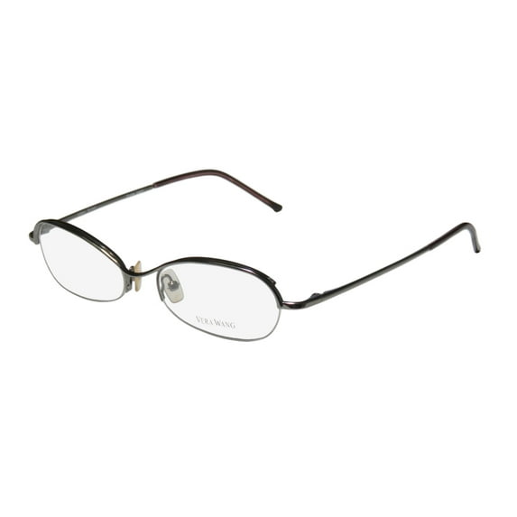 NEW VERA WANG V30 WOMENS/LADIES DESIGNER HALF-RIM GUNMETAL ULTIMATE COMFORT MADE IN JAPAN FRAME DEMO LENSES 52-15-140 EYEGLASSES/GLASSES