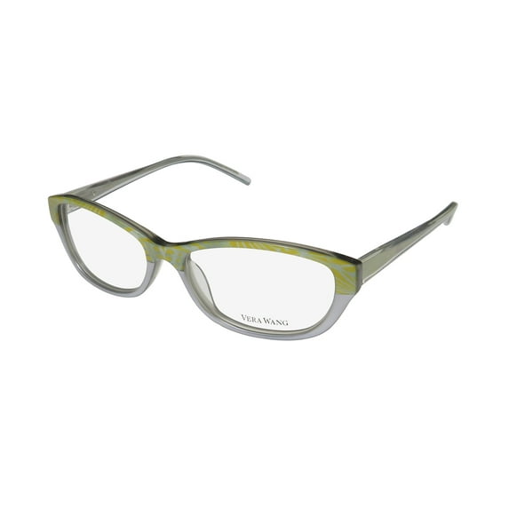 NEW VERA WANG V318 WOMENS/LADIES CAT EYE FULL-RIM LEMON FRAME DEMO LENSES 52-15-135 SPRING HINGES EYEGLASSES/GLASSES