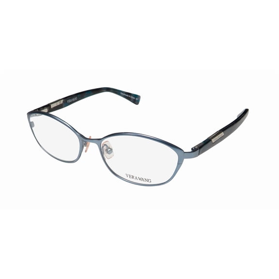 NEW VERA WANG V358 WOMENS/LADIES CAT EYE FULL-RIM TEAL FRAME DEMO LENSES 50-15-130 FLEXIBLE HINGES EYEGLASSES/GLASSES
