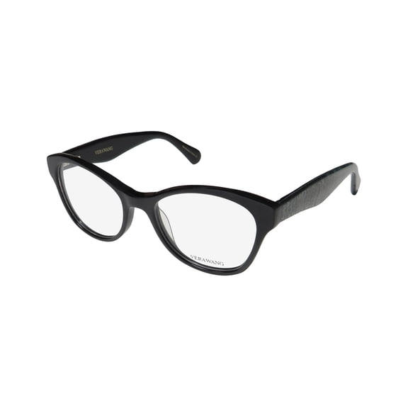 NEW VERA WANG V374 WOMENS/LADIES CAT EYE FULL-RIM BLACK FRAME DEMO LENSES 49-17-130 FLEXIBLE HINGES EYEGLASSES/EYEWEAR
