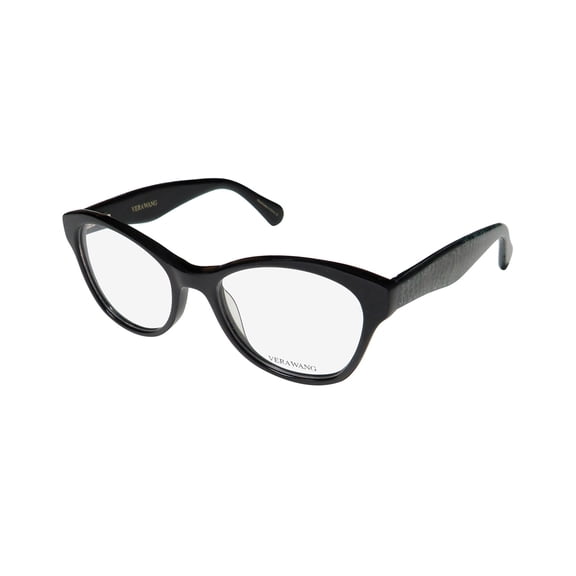 NEW VERA WANG V374 WOMENS/LADIES CAT EYE FULL-RIM BLACK FRAME DEMO LENSES 51-17-135 SPRING HINGES EYEGLASSES/SPECTACLES
