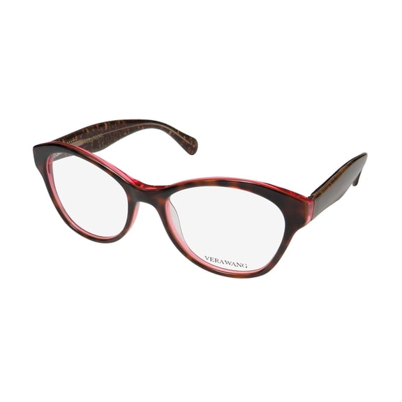 NEW VERA WANG V374 WOMENS/LADIES CAT EYE FULL-RIM KOBE TORTOISE FRAME DEMO LENSES 51-17-135 FLEXIBLE HINGES EYEGLASSES/GLASSES