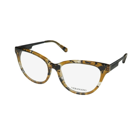 NEW VERA WANG V375 WOMENS/LADIES CAT EYE FULL-RIM CARMEL FRAME DEMO LENSES 53-17-135 SPRING HINGES EYEGLASSES/EYEWEAR