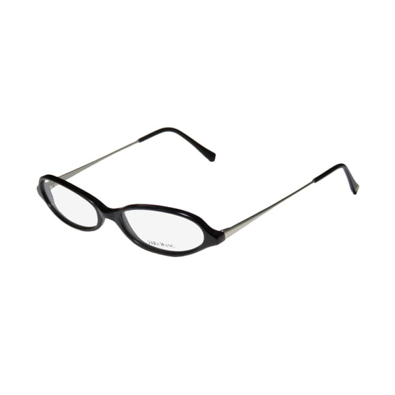 NEW VERA WANG V46 WOMENS/LADIES CAT EYE FULL-RIM BLACK / SILVER DESIGNER SLEEK EUROPEAN CAT EYE FRAME DEMO LENSES 48-15-130 EYEGLASSES/EYE GLASSES