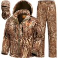 thumbnail image 1 of NEW VIEW Camo Hunting Clothes for Men, Quiet Warm Fleece Lining, Cold Weather Duck Hunting Jacket and Pants with Face Mask (Reeds Camo L), 1 of 6