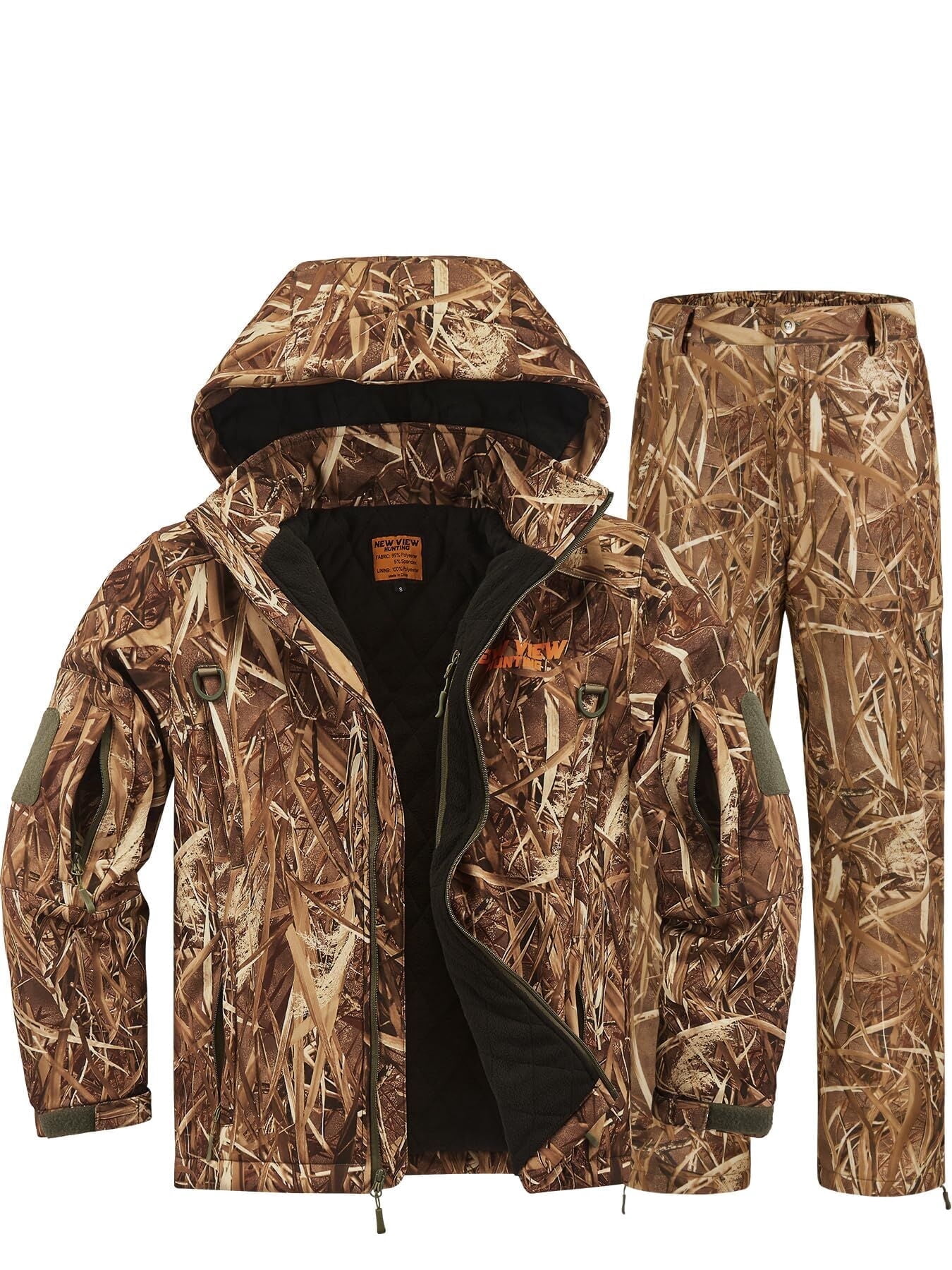 NEW VIEW Insulated Hunting Clothes for Men Cold Weather, Warm Camo Hunting Jacket and Pants, Hunting Suit for Deer Duck Hunts