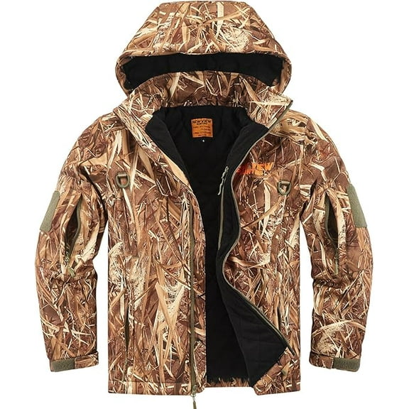 NEW VIEW Insulated Hunting Jacket for Men Cold Weather, Warm Camo Hunting Jackets with Hood, Water Resistant Hunting Clothes