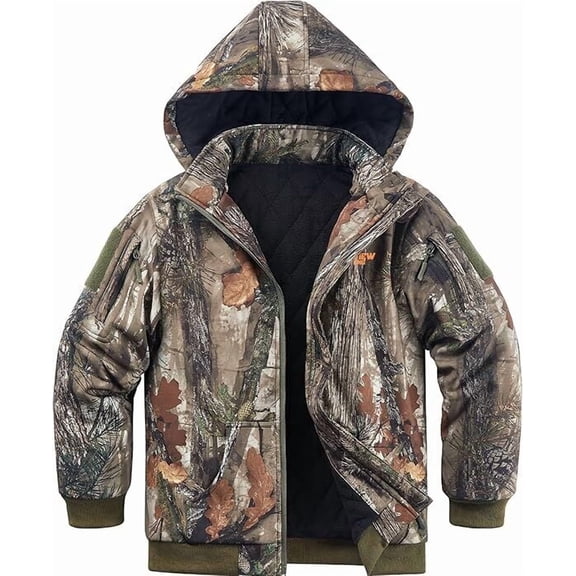 NEW VIEW Kids Camo Hunting Clothes Silent, Youth Hunting Jacket for Cold Winter, Camouflage Hunting Coat for Boys & Girls