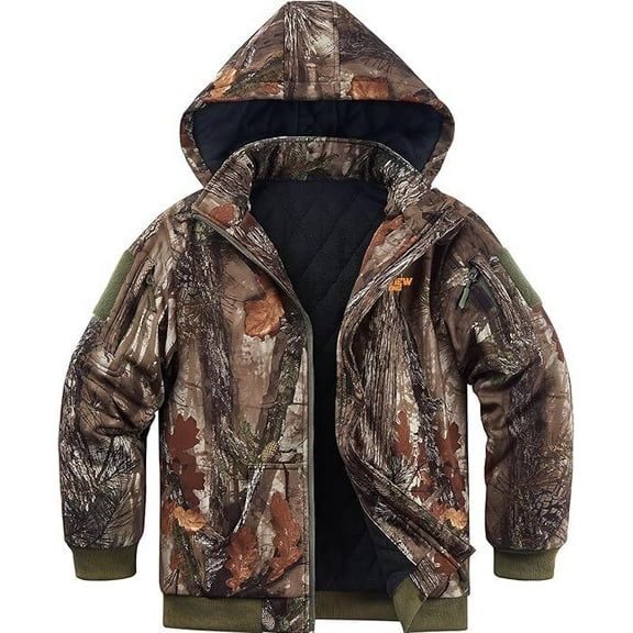 NEW VIEW Kids Camo Hunting Clothes Silent, Youth Hunting Jacket for Cold Winter, Camouflage Hunting Coat for Boys & Girls