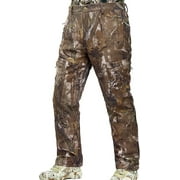 NEW VIEW Silent Camo Hunting Pants for Men Cold Weather, Fleece Lined Insulated Pants, Water-Resistant, Elastic Waist (Tree Camo, S)