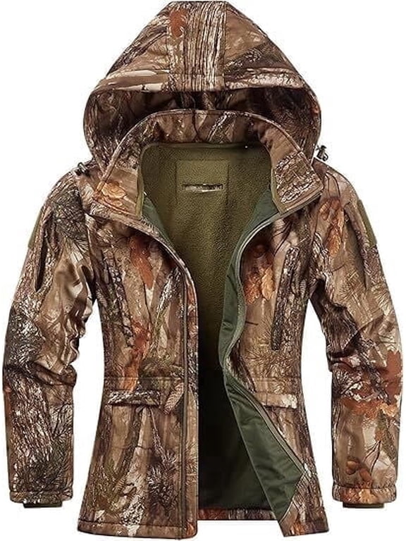 Womens Hunting Clothes, Upgraded Ultra-Quiet Water Resistant Camo Hunting Jacket for Duck Waterfowl Deer Hunting