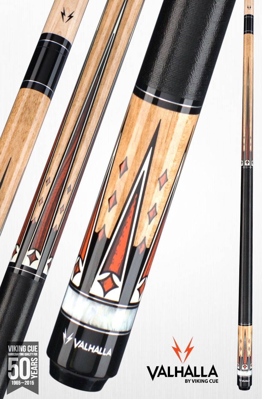 Valhalla By Viking 2-Piece Pool Cue Stick - Irish Linen Wrap, Adjustable Weight 18-21oz, 13mm Leather Tip (Black, 20.5oz)