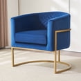thumbnail image 1 of NEW Velvet Accent Chair with Gold Metal Frame, Medieval Modern Curved Back Lounge Chair for Living Room, 1 of 9